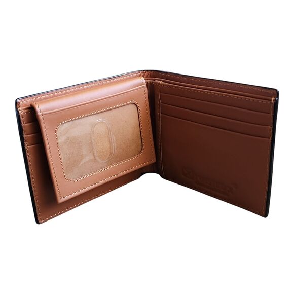 Twisted X XH829B Tooled Leather Bifold Wallet Green Buck Stitch Basket Floral - Picture 3 of 7